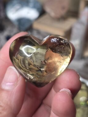 Smokey Citrine Heart With Rainbows 1.5 In